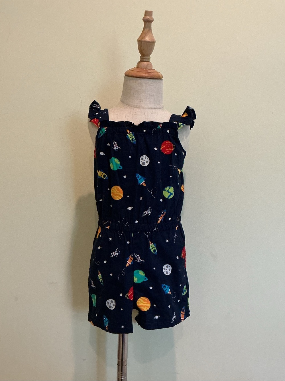 Gymboree Navy Space-Print Romper with Planets and Rockets